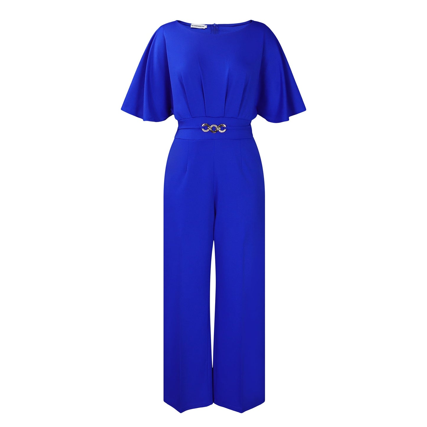Fashion Round Neck Solid Color High Waist Plus Size African Wide Leg Jumpsuit - Pretty Boutique LLC