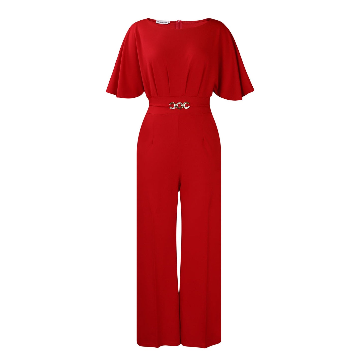 Fashion Round Neck Solid Color High Waist Plus Size African Wide Leg Jumpsuit - Pretty Boutique LLC