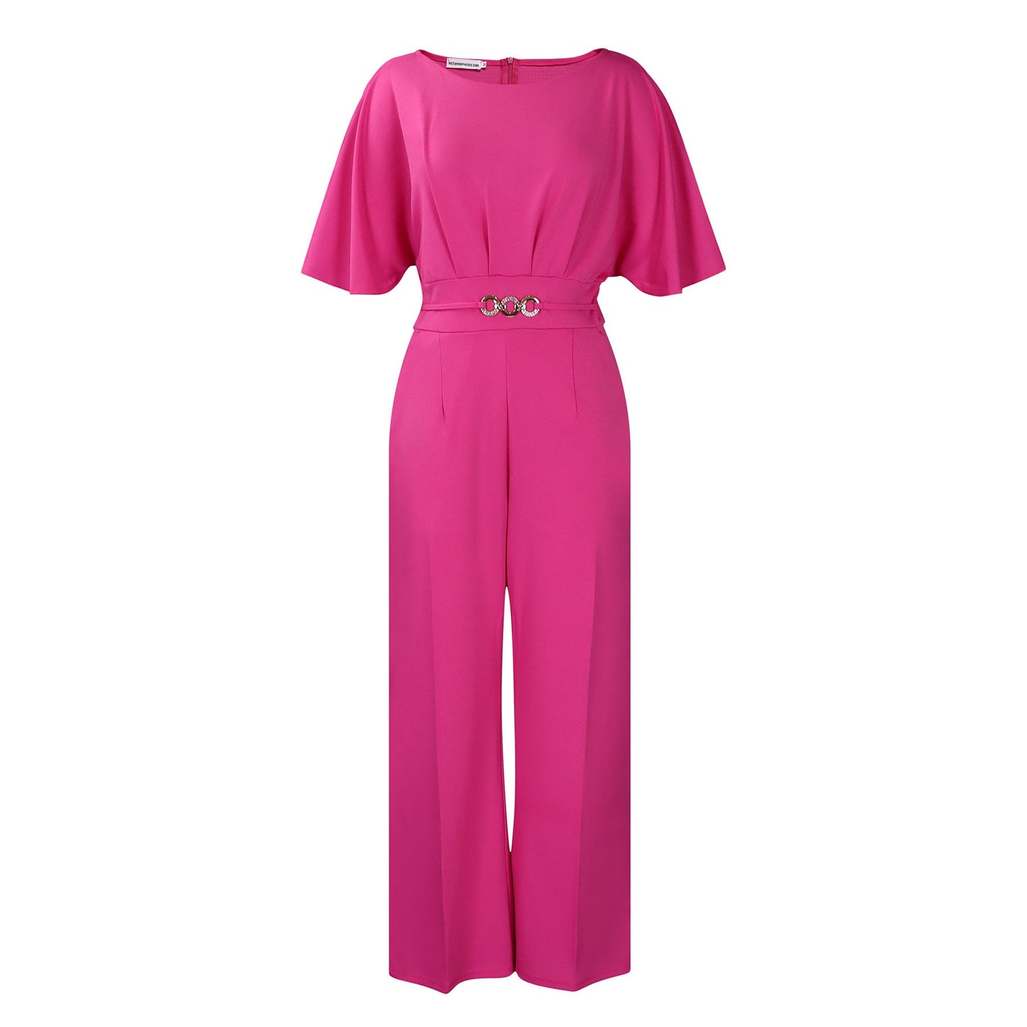 Fashion Round Neck Solid Color High Waist Plus Size African Wide Leg Jumpsuit - Pretty Boutique LLC